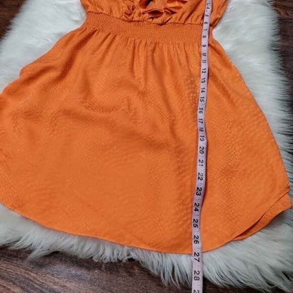 Rebecca Taylor 100% Silk Ruffled Blouson Summer Dress Vibrant Orange Women's 8 - Picture 11 of 15